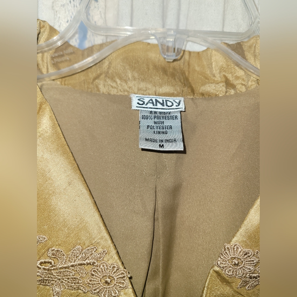 NWT Sandy Starkman Victorian Polyester Brocade Peplum Jacket Gold Womens Med - Picture 3 of 10